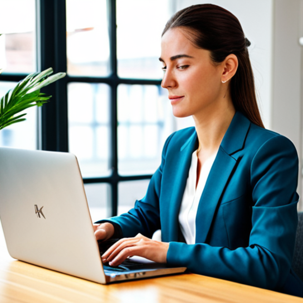 **
"A professional woman, fully clothed in a modest business suit, working on a laptop in a bright, modern co-working space in Madrid. Lots of natural light, plants in the background. Safe for work, appropriate content, perfect anatomy, natural pose, professional."
**