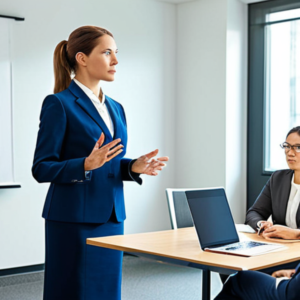 **
"A professional businesswoman in a modest business suit, giving a presentation on cognitive biases to a diverse audience in a brightly lit conference room, fully clothed, appropriate attire, safe for work, perfect anatomy, natural proportions, professional presentation, high quality."
**